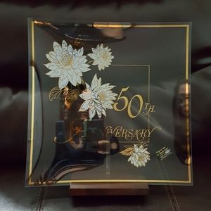 50th Anniv. 22 Karat Sq. Glass Plt.